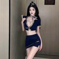 QQNY Sexy Air Hostess Costume Set - Provocative Bodycon Skirt Outfit for Nightclub & Role Play thumbnail