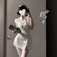 Plus Size Sexy Nurse Costume Set - Seductive No-Remove Sleepwear Skirt with Ties, Pure & Tempting Lingerie