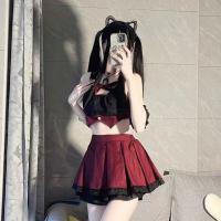 Sexy Schoolgirl JK Sleepwear Set - Cute Pure-Temptation Short Skirt Lingerie for Small Bust Enhancement