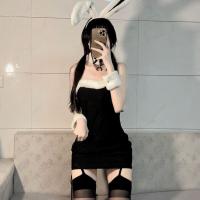 Rabbit Girl Costume Set - Plush Bunny Lingerie Outfit with Fluffy Tail & Skirt for Cosplay & Role Play thumbnail