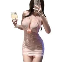 Luxury Women's Backless Halter Bodycon Dress - 2026 Premium Uniform Style Mini Dress with High Slit & Tight Fit thumbnail