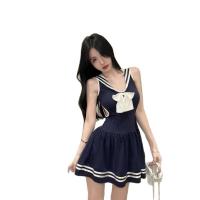 Semi-Sweet Allure Navy Schoolgirl Lingerie Set - Sheer Waist-Cinching Cute & Sexy Outfit thumbnail