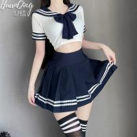 Plus Size Sailor Uniform Set - Japanese Style JK School Outfit with Sexy Pleated Skirt for Role Play thumbnail