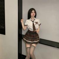 Schoolgirl Costume Set - Seductive Cute JK Uniform with Pleated Skirt, Playful & Alluring Campus Style Outfit thumbnail