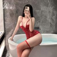 YeYu Plus Size Lace Lingerie Set with Underwire & Padded Cups - Sexy Uniform-Inspired Women's Intimate Apparel thumbnail