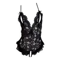 Sensual Lace Open-Crotch Bodysuit - Pure & Tempting Sheer Sleepwear Set for Women, 8368 thumbnail