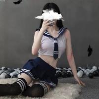 Women's Sexy Role Play Student Outfit - JK Uniform Set with Sheer Stockings & Open-Crotch Design for Easy Wear thumbnail