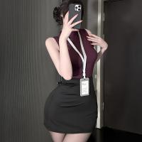 Golden Night Sexy Lingerie Set - Pure & Tempting Secretary Skirt Air Hostess Costume Nightclub No-Remove Outfit thumbnail