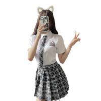 Sexy Plaid Student Uniform Set - Seductive JK Style Pleated Skirt with Open-Crotch Design, Pure & Tempting Outfit thumbnail