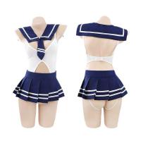 Cute Schoolgirl Bodysuit Set - JK Style Sailor Outfit with Open-Crotch Design for Playful Costume & Roleplay thumbnail