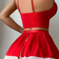 Sexy Maid Costume Set for Women - Lace Trim French Maid Outfit with Apron & Ties thumbnail