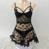 Red Lace Love Flower Sleep Dress Set - Sexy Sheer Mesh Intimate Lingerie for Women, Wholesale Erotic Nightwear thumbnail