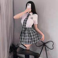 Women's Seductive Lingerie Set - Schoolgirl Costume Outfit, Pure & Tempting Short Skirt, College-Themed Role Play Ensemb thumbnail