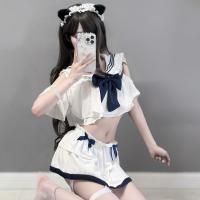 Sailor-Style Sexy Lingerie Set - Sheer JK Uniform Costume for Women, Cute Soft Girl Bedroom Outfit thumbnail
