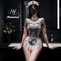 Sweetheart Busty Maid Costume - Open-Crotch Bodysuit with Bare Butt Design for Playful Adult Fun thumbnail