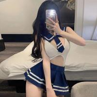 College-Themed Lingerie Set for Women - Pure & Tempting Uniform-Inspired Role Play Short Skirt Outfit, No-Remove Design