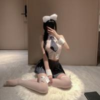 Pure Love Chiffon Shirt & Skirt Set - Sexy Schoolgirl JK Uniform Outfit, No-Undress Stylish Ensemble thumbnail