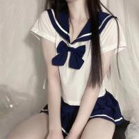 Sexy Sailor Schoolgirl Lingerie Set - Open-Crotch Costume for Nightclub & Couples Play thumbnail