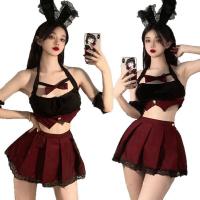 Double-Child Plus Size Sexy Uniform Sleepwear - Cute Schoolgirl JK Short Skirt Set, Pure & Tempting Lounge Outfit thumbnail