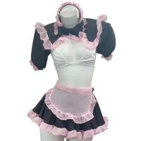 Sexy Semi-Sheer Cosplay Maid Outfit - Cute & Alluring Lacy Sheer Chemise with Ruffled Apron, Sweet Yet Sultry Costume thumbnail