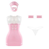 Mannyan Sexy Lace Trim Mesh Bodysuit - Sheer Sweetheart Airline Uniform Dress for Women thumbnail