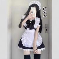 Japanese Cute Lolita Bunny Girl Cosplay Dress - Black & White Maid Outfit with Ruffled Skirt thumbnail