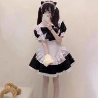 Japanese Cute Lolita Bunny Girl Cosplay Dress - Black & White Maid Outfit with Ruffled Skirt thumbnail