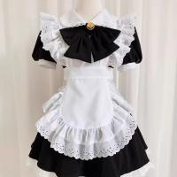 Japanese Cute Lolita Bunny Girl Cosplay Dress - Black & White Maid Outfit with Ruffled Skirt thumbnail