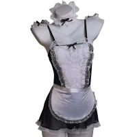 Sexy Maid Costume Set for Women - Seductive Lingerie Sleepwear Outfit with Ruffled Apron & Headband thumbnail
