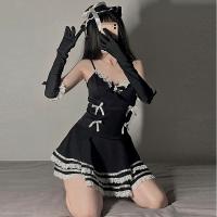Lolita Maid Costume Sleepwear Set - Sexy Lace Trimmed Strap Nightdress with Matching Accessories thumbnail