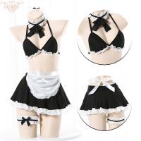 Sexy Maid Costume for Women - Seductive Lingerie Set with Sheer Mesh & Lace, Bedroom Role Play Outfit