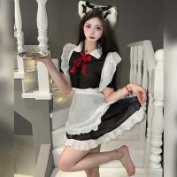 Sexy Maid Costume for Women - Seductive Role Play Outfit with Sheer Lace, Ties & Apron Set thumbnail