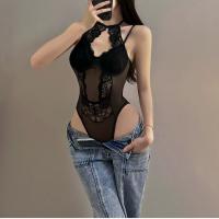 Pure & Sexy Lace Halter Top - Flirty Cropped Bodysuit for Layering, Body-Conscious Lingerie-Inspired Fashion thumbnail