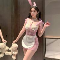 Pure & Playful Bunny Girl Lingerie Set - Seductive Maid Costume with Sheer Mesh for Role Play & Flirty Fun thumbnail