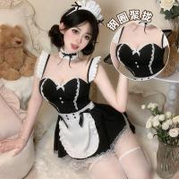 Plus Size Sexy Maid Costume with Underwire Push-Up Cups & Cotton Lining - 2025 Lingerie Sleepwear Set thumbnail