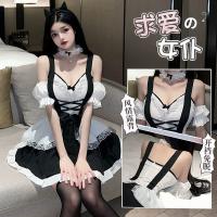 Plus Size Maid Costume Outfit - Sexy Lingerie Set with Apron, Seductive Bedroom Role Play Uniform for Women