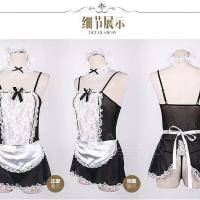 Lunar Tide Sheer Lace Maid Costume Set for Women – Seductive Transparent Sleepwear & Erotic Lingerie Outfit thumbnail