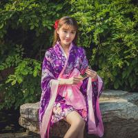 Lolita Dress Anime Cosplay Outfit - Japanese Cherry Blossom Kimono Style Maid Costume for Women thumbnail