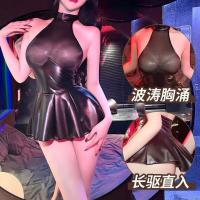 Plus Size Sexy Lingerie Sheer Pleated Mini Leather Skirt Set - Busty OI Uniform Style Outfit for Confident Women thumbnail