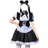 Black & White Gothic Lolita Maid Dress - Japanese Export Style Halloween Costume for Women thumbnail