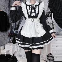 Japanese Style Lolita Dress - Sweet & Edgy Black White Maid Cosplay Costume, Aesthetic Subculture Outfit thumbnail