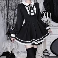 Japanese Style Lolita Dress - Sweet & Edgy Black White Maid Cosplay Costume, Aesthetic Subculture Outfit thumbnail