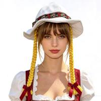 Munich Oktoberfest Hat - Bavarian Festival Costume Hat with Braided Hair Style for Beer Festival Outfits thumbnail