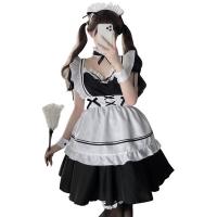 Linlinting Sexy Lace Japanese Maid Costume - Cute Erotic Apron Outfit with Ties & Sheer Cutouts thumbnail