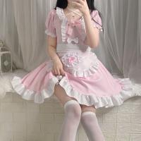Japanese Anime Maid Costume - Pink & White Cosplay Dress for Restaurant Roleplay, Custom Factory Made thumbnail