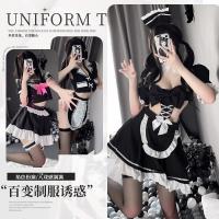 Sexy Maid Costume for Women - Cute & Alluring French Maid Outfit with Apron, Headband & Stockings Set thumbnail