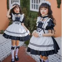 Japanese Girl Black Maid Dress - Cute Lolita Princess Costume for Kids, Kawaii Child Servant Outfit thumbnail