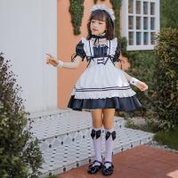 Japanese Girl Black Maid Dress - Cute Lolita Princess Costume for Kids, Kawaii Child Servant Outfit thumbnail