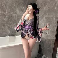 Yasisei Cosplay Lingerie Set - Anime Fox Dream Kimono Robe with Open-Front Waist Cincher, Japanese Style Sexy Bathrobe thumbnail