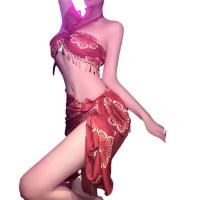 Muran Qingqing Dunhuang Flying Apsaras Lingerie Set – Gold-Embossed Sheer Hanfu-Inspired Bodysuit thumbnail